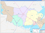 San Patricio County Wall Map Color Cast Style